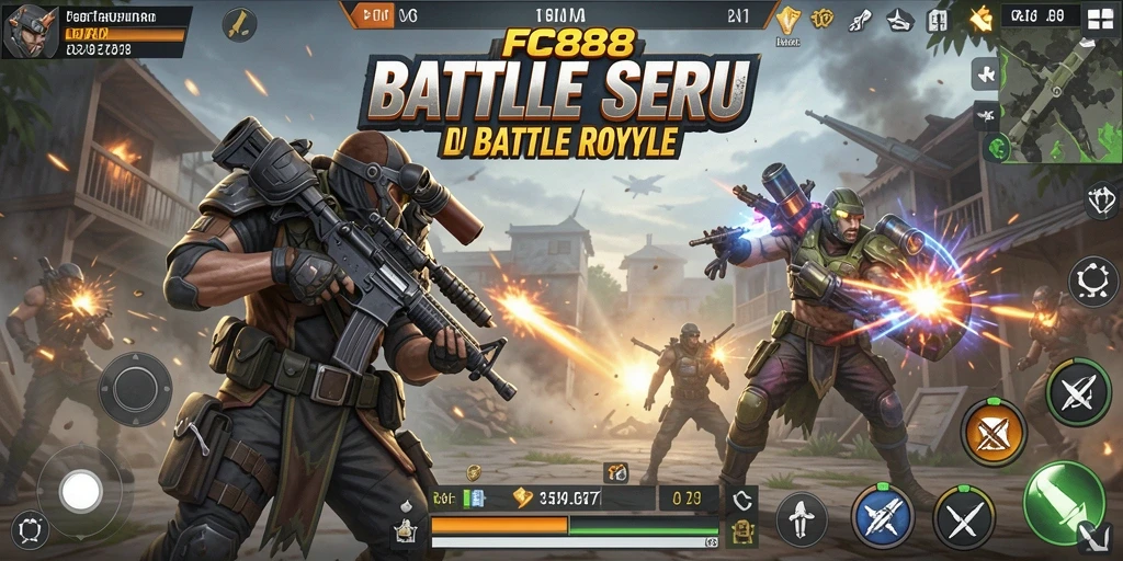 Screenshot gameplay FC888 menampilkan aksi seru dalam Battle Royale.