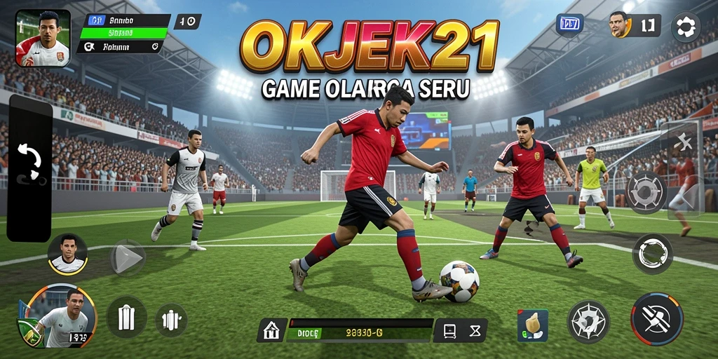 Screenshot dari gameplay seru dalam OKJEK21 dengan berbagai tantangan olahraga.