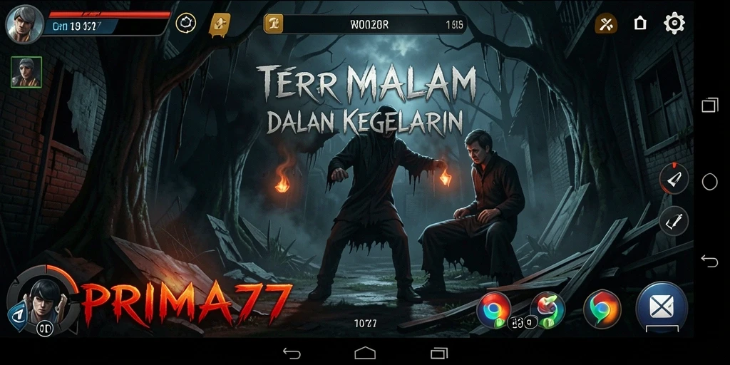 Tangkapan layar PRIMA77 menunjukkan suasana mencekam saat menghadapi makhluk menyeramkan.