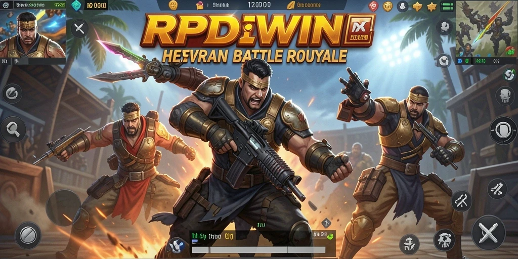 Menampilkan gameplay RPIDWIN dalam pertempuran Battle Royale yang intense.